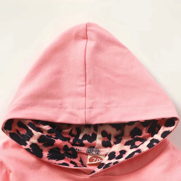 Girls Hoodies & Matching Jogger Pants & Headband With Leopard Print - Picture 3 of 5
